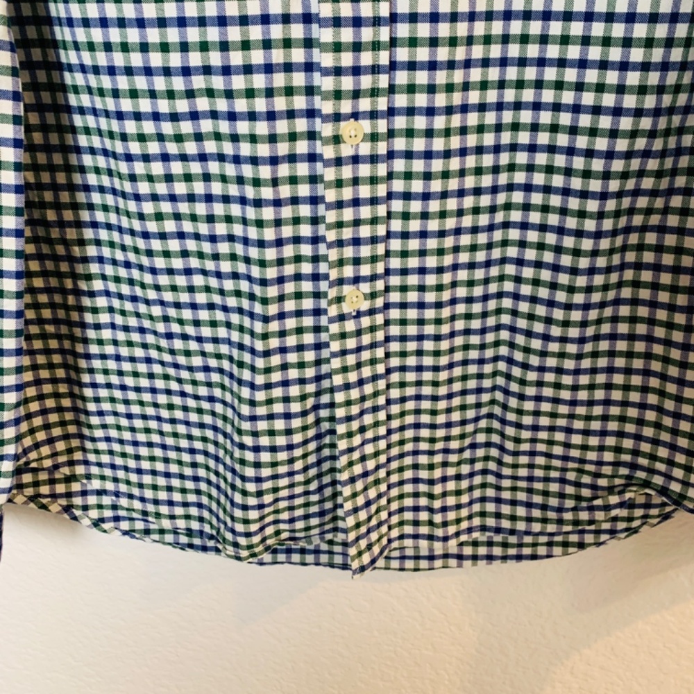 Ralph Lauren Plaid Button Down Shirt Mens Large Blue Green White Checkered Pony - Picture 8 of 15